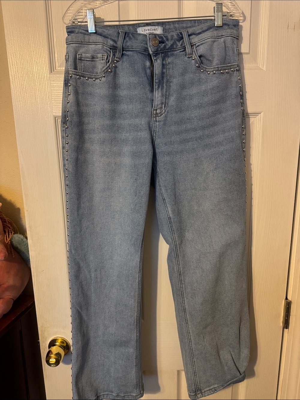 Lovevery Light Wash Straight Leg Jeans with Stud Detail